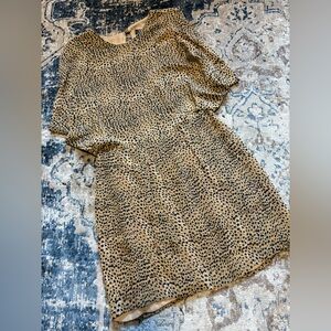 Wren for Scoop 100% Silk Cheetah Animal Print Open Back Dress Small